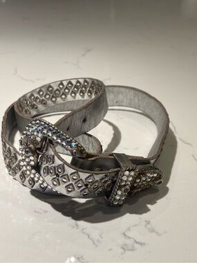 Vintage Michael Morrison Leather Silver Retro Glam Belt